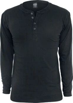 "Basic Henley" Long-sleeve Shirt Black By Urban Classics