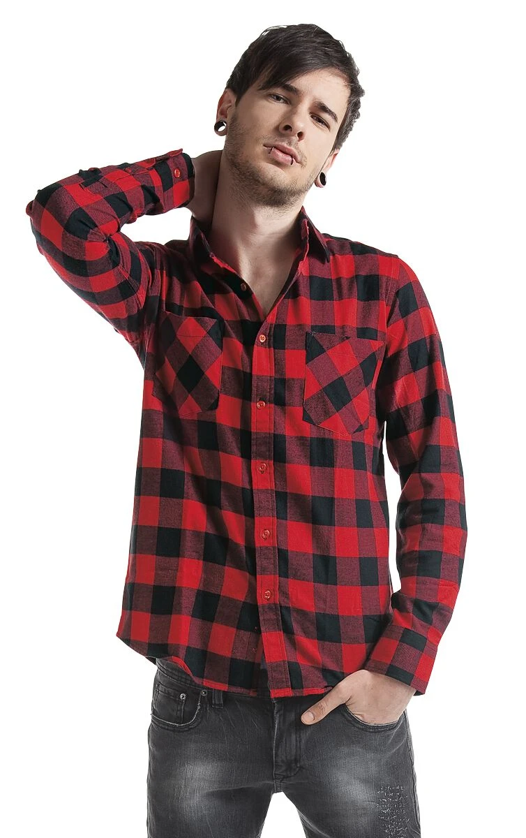 "Checked Flannel" Flanel Shirt Black-red By Urban Classics 4 "Checked Flannel" Flanel Shirt Black-red By Urban Classics - Image 2