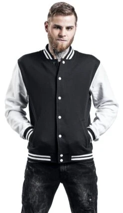 "2-Tone College" Varsity Jacket Black-white By Urban Classics 12 "2-Tone College" Varsity Jacket Black-white By Urban Classics -Men Fashion Clothing Store 229602wa emp