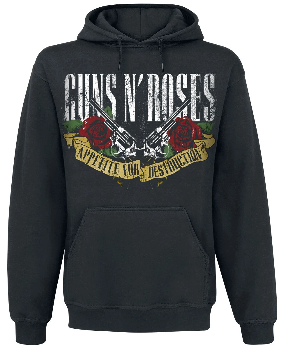 "Appetite For Destruction - Banner" Hooded Sweater Black By Guns N' Roses 3 "Appetite For Destruction - Banner" Hooded Sweater Black By Guns N' Roses