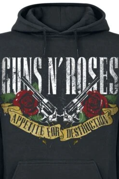 "Appetite For Destruction - Banner" Hooded Sweater Black By Guns N' Roses 10 "Appetite For Destruction - Banner" Hooded Sweater Black By Guns N' Roses -Men Fashion Clothing Store 290812d emp