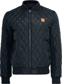 "Diamond Quilt Nylon Jacket" Between-seasons Jacket Black By Urban Classics