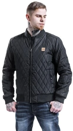 "Diamond Quilt Nylon Jacket" Between-seasons Jacket Black By Urban Classics -Men Fashion Clothing Store 293446wa