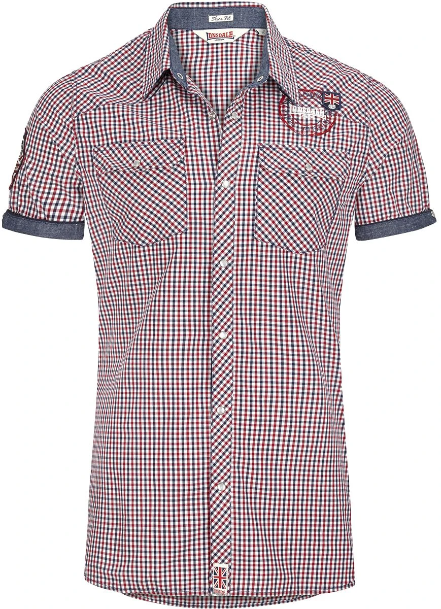 "Reigate" Short-sleeved Shirt Blue-red-white By Lonsdale London 3 "Reigate" Short-sleeved Shirt Blue-red-white By Lonsdale London