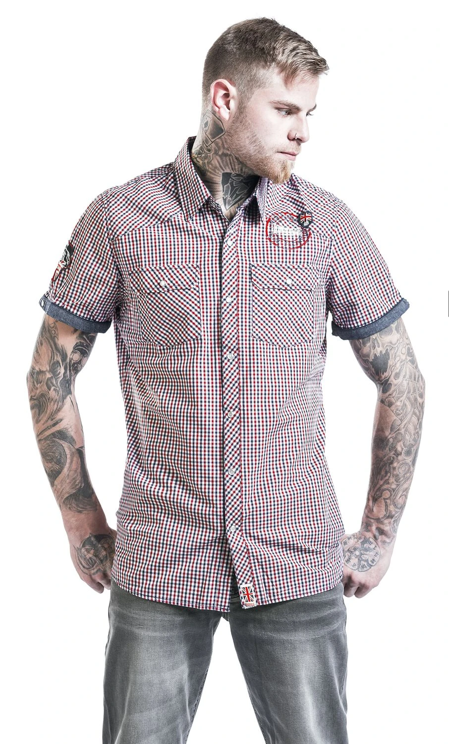 "Reigate" Short-sleeved Shirt Blue-red-white By Lonsdale London 7 "Reigate" Short-sleeved Shirt Blue-red-white By Lonsdale London - Image 5