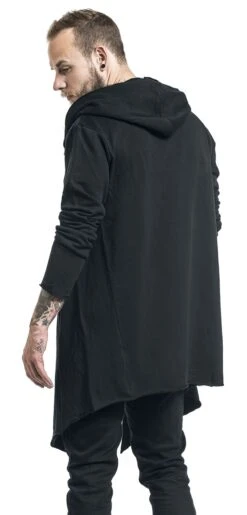 "Long Hooded Open Edge Cardigan" Cardigan Black By Urban Classics -Men Fashion Clothing Store 330130wb