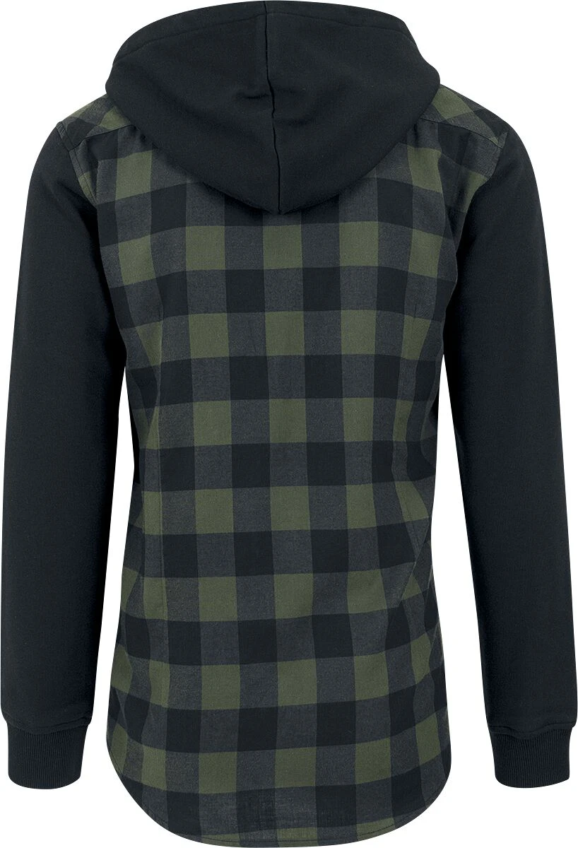 "Hooded Checked Flannel" Flanel Shirt Black-green By Urban Classics 3 "Hooded Checked Flannel" Flanel Shirt Black-green By Urban Classics - Image 2