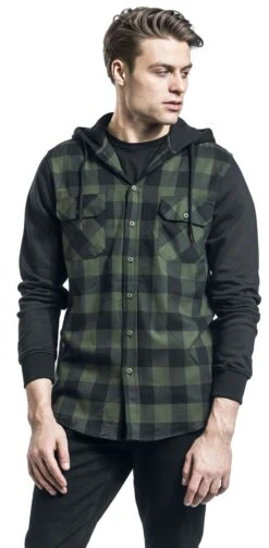 "Hooded Checked Flannel" Flanel Shirt Black-green By Urban Classics 9 "Hooded Checked Flannel" Flanel Shirt Black-green By Urban Classics -Men Fashion Clothing Store 330193wa emp