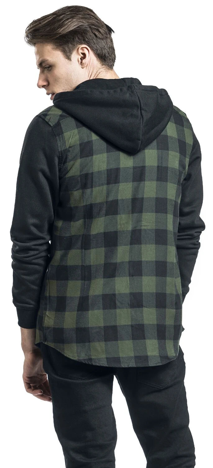 "Hooded Checked Flannel" Flanel Shirt Black-green By Urban Classics 6 "Hooded Checked Flannel" Flanel Shirt Black-green By Urban Classics - Image 5