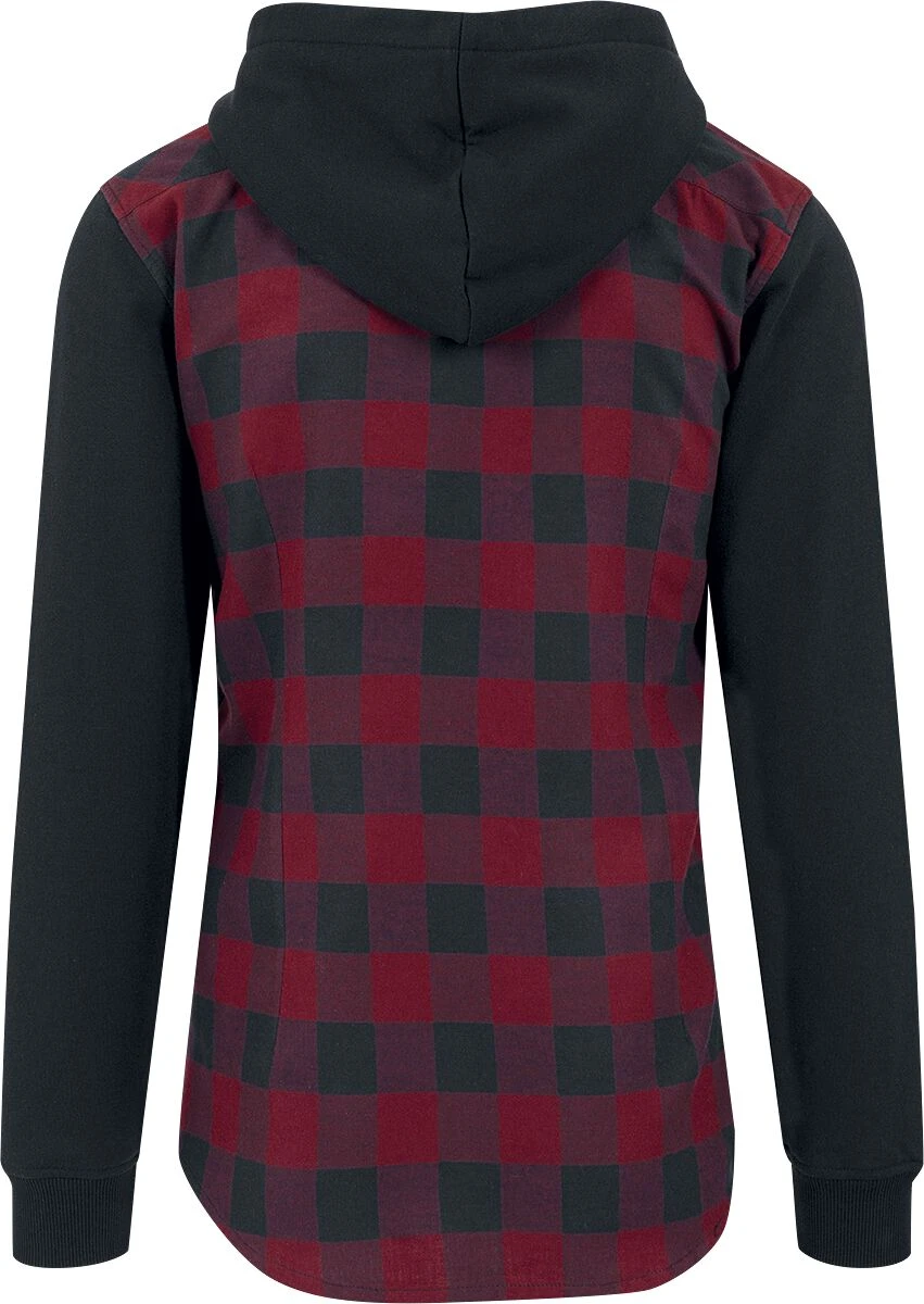 "Hooded Checked Flannel" Flanel Shirt Black-burgundy By Urban Classics 4 "Hooded Checked Flannel" Flanel Shirt Black-burgundy By Urban Classics - Image 2
