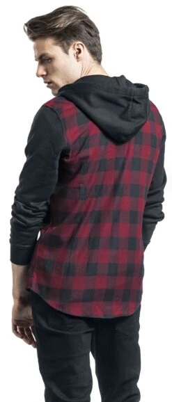 "Hooded Checked Flannel" Flanel Shirt Black-burgundy By Urban Classics 11 "Hooded Checked Flannel" Flanel Shirt Black-burgundy By Urban Classics -Men Fashion Clothing Store 330194wb emp