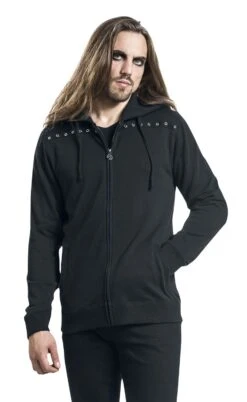 "Mask Of Sanity" Hooded Zip Black By Gothicana By EMP -Men Fashion Clothing Store 342686wa