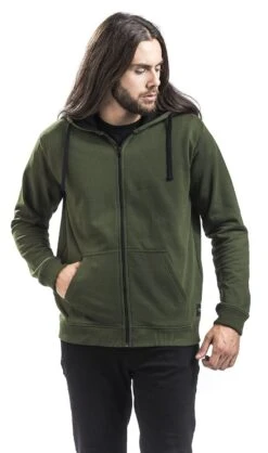 "Mask Of Sanity" Hooded Zip Olive By Black Premium By EMP -Men Fashion Clothing Store 349474wa