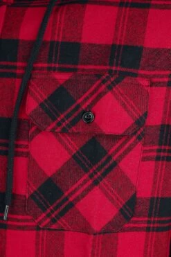 "Hooded Checked Flannel" Flanel Shirt Black-red By RED By EMP -Men Fashion Clothing Store 350421d