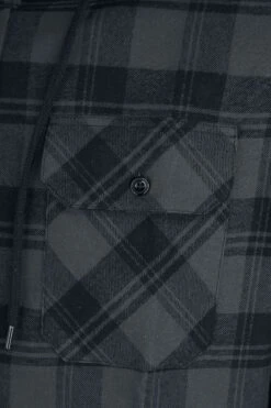 "Hooded Checked Flannel Sweat Sleeve Shirt" Flanel Shirt Black-grey By RED By EMP -Men Fashion Clothing Store 350423d