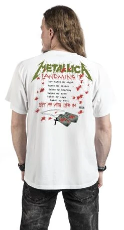 "One Landmine" T-Shirt White By Metallica -Men Fashion Clothing Store 357078wb emp