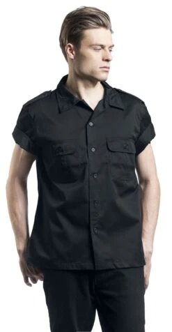 "1/2 Sleeve US Shirt" Short-sleeved Shirt Black By Brandit 10 "1/2 Sleeve US Shirt" Short-sleeved Shirt Black By Brandit -Men Fashion Clothing Store 358367wa emp