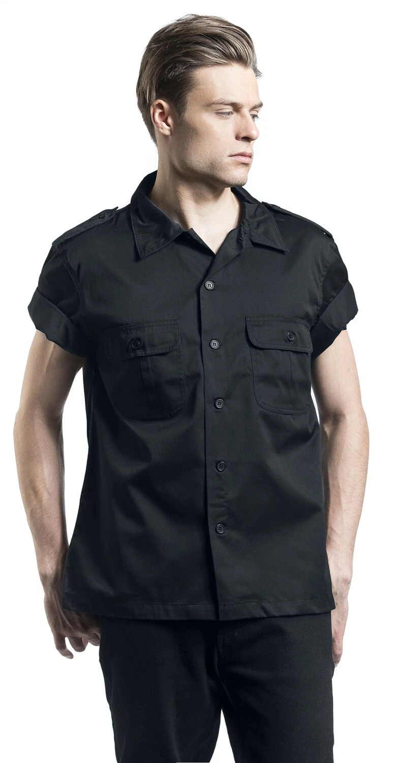 "1/2 Sleeve US Shirt" Short-sleeved Shirt Black By Brandit 6 "1/2 Sleeve US Shirt" Short-sleeved Shirt Black By Brandit - Image 4