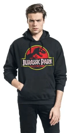 "Distressed Logo" Hooded Sweater Black By Jurassic Park -Men Fashion Clothing Store 370642wa