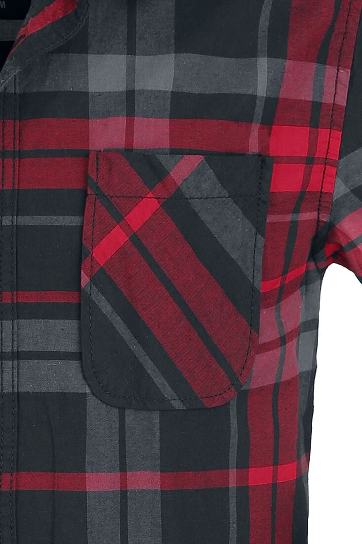 "Mike Checkshirt" Short-sleeved Shirt Black/anthracite/red By Brandit 5 "Mike Checkshirt" Short-sleeved Shirt Black/anthracite/red By Brandit - Image 3