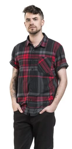 "Mike Checkshirt" Short-sleeved Shirt Black/anthracite/red By Brandit 10 "Mike Checkshirt" Short-sleeved Shirt Black/anthracite/red By Brandit -Men Fashion Clothing Store 371416wa