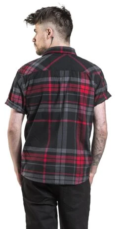 "Mike Checkshirt" Short-sleeved Shirt Black/anthracite/red By Brandit 11 "Mike Checkshirt" Short-sleeved Shirt Black/anthracite/red By Brandit -Men Fashion Clothing Store 371416wb