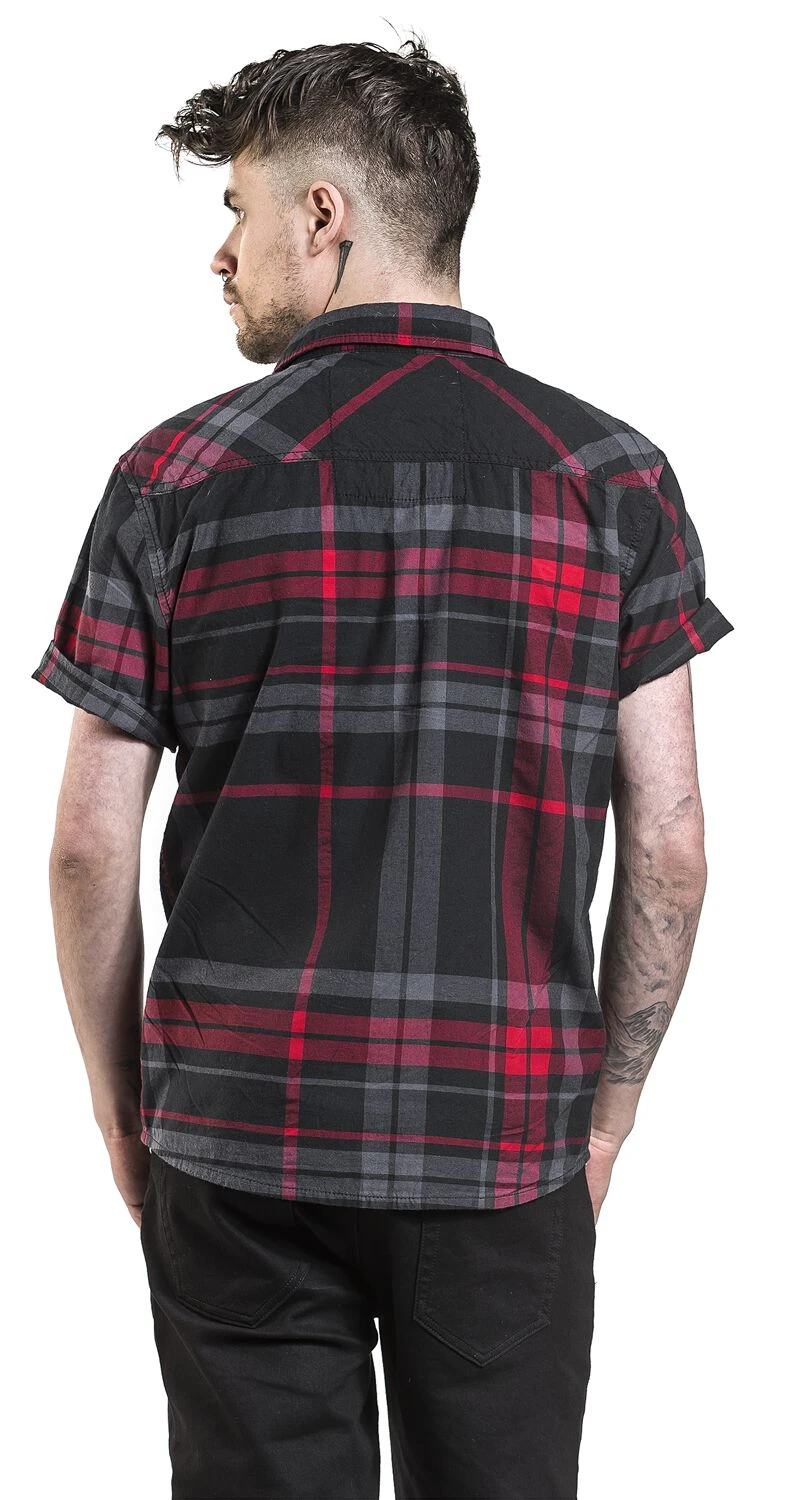 "Mike Checkshirt" Short-sleeved Shirt Black/anthracite/red By Brandit 7 "Mike Checkshirt" Short-sleeved Shirt Black/anthracite/red By Brandit - Image 5