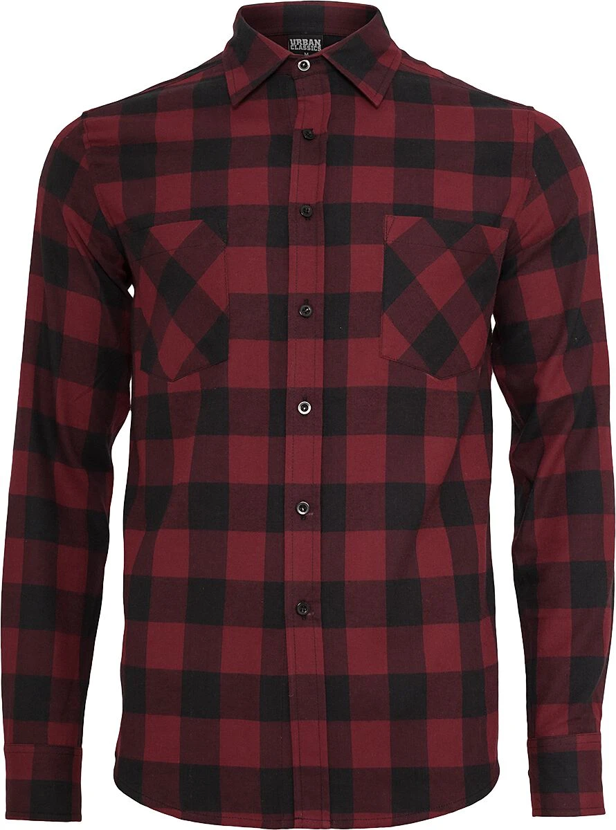 "Checked Flannel Shirt" Flanel Shirt Black-burgundy By Urban Classics 3 "Checked Flannel Shirt" Flanel Shirt Black-burgundy By Urban Classics