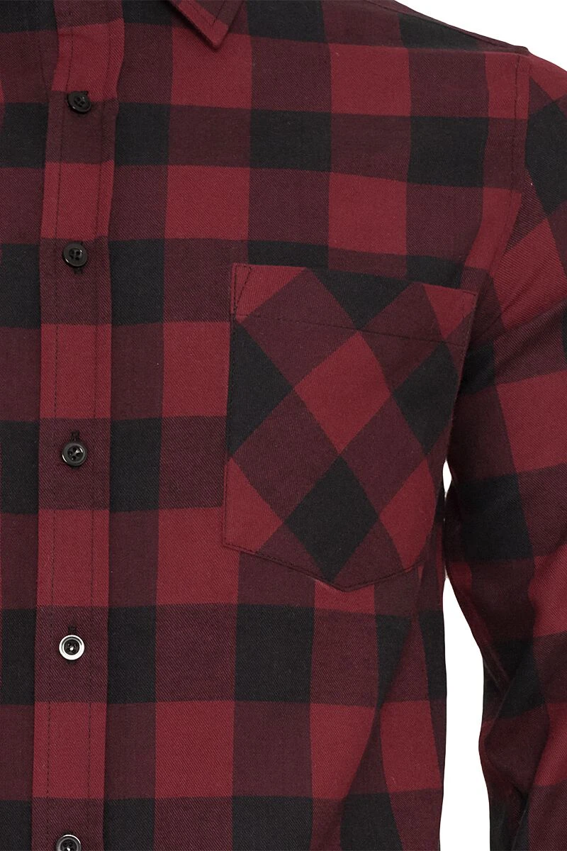 "Checked Flannel Shirt" Flanel Shirt Black-burgundy By Urban Classics 5 "Checked Flannel Shirt" Flanel Shirt Black-burgundy By Urban Classics - Image 3
