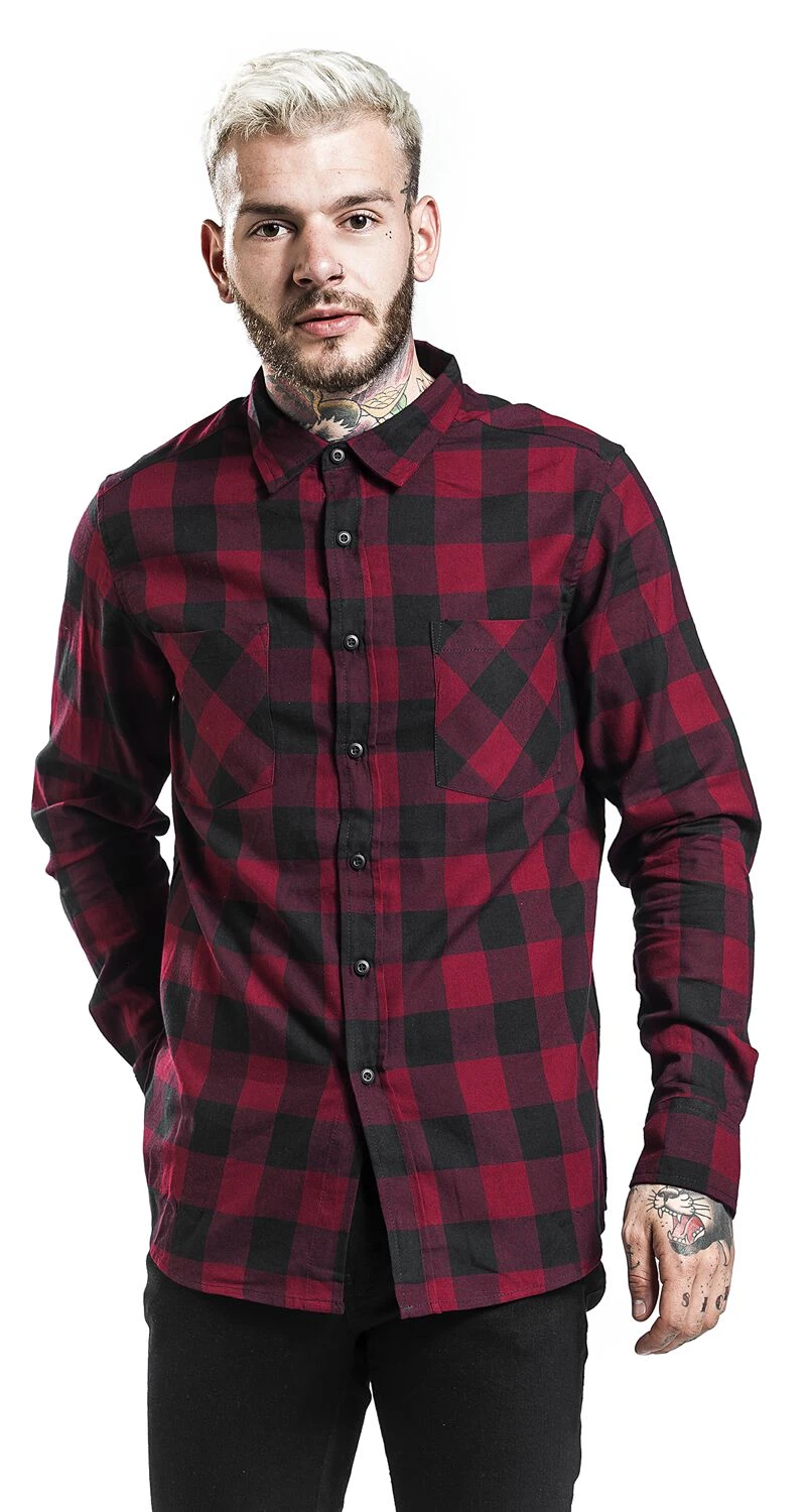 "Checked Flannel Shirt" Flanel Shirt Black-burgundy By Urban Classics 6 "Checked Flannel Shirt" Flanel Shirt Black-burgundy By Urban Classics - Image 4