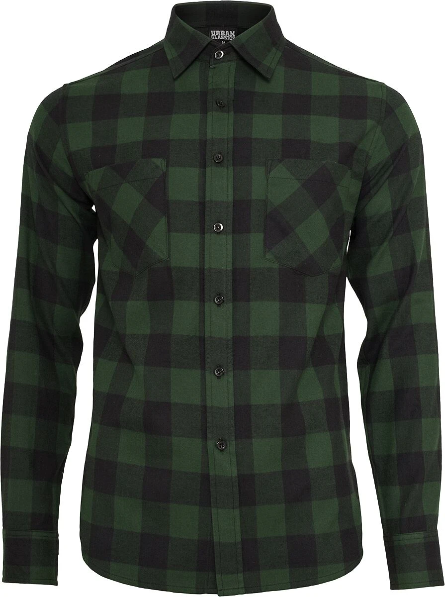 "Checked Flannel Shirt" Flanel Shirt Black/dark Green By Urban Classics 3 "Checked Flannel Shirt" Flanel Shirt Black/dark Green By Urban Classics