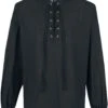 "Lace-Up Shirt With Buckle" Shirt Black By Banned Alternative -Men Fashion Clothing Store 385805a