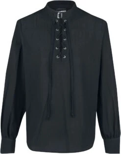 "Lace-Up Shirt With Buckle" Shirt Black By Banned Alternative