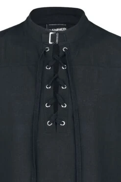 "Lace-Up Shirt With Buckle" Shirt Black By Banned Alternative -Men Fashion Clothing Store 385805d2