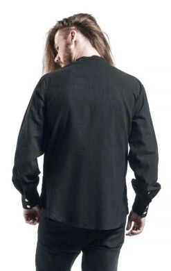 "Lace-Up Shirt With Buckle" Shirt Black By Banned Alternative -Men Fashion Clothing Store 385805wb