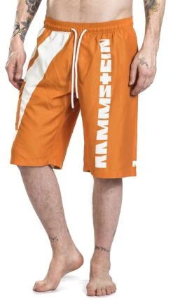 "Reise, Reise" Swim Shorts Orange-white By Rammstein -Men Fashion Clothing Store 387011wa