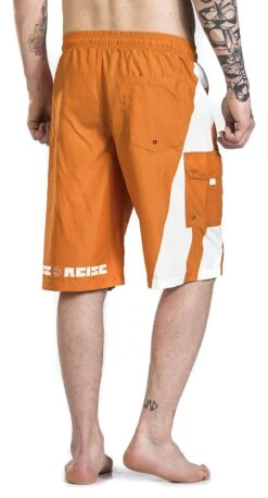 "Reise, Reise" Swim Shorts Orange-white By Rammstein -Men Fashion Clothing Store 387011wb