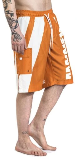 "Reise, Reise" Swim Shorts Orange-white By Rammstein -Men Fashion Clothing Store 387011wb2
