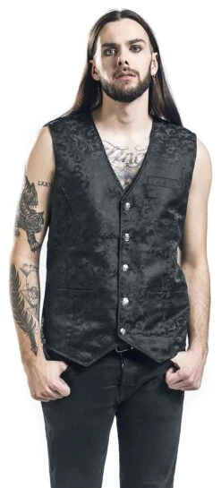 "Brocade Vest" Vest Black By Altana Industries -Men Fashion Clothing Store 390284wa