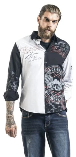 "There Is No Business Like Rock Business" Longsleeve Black-white By Rock Rebel By EMP -Men Fashion Clothing Store 395292wa