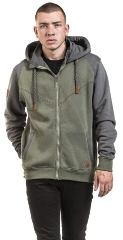"Mask Of Sanity" Hooded Zip Olive-grey By EMP Premium Collection -Men Fashion Clothing Store 395552wa