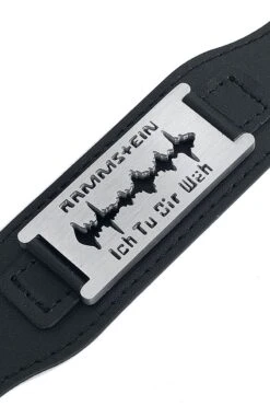 "Razor Blade "Ich Tu Dir Weh"" Leather Bracelet Black By Rammstein 13 "Razor Blade "Ich Tu Dir Weh"" Leather Bracelet Black By Rammstein -Men Fashion Clothing Store 396794d