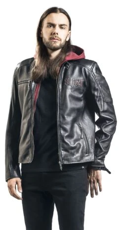 "EMP Signature Collection" Leather Jacket Black-red By Slipknot -Men Fashion Clothing Store 397124wa
