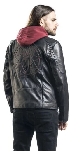 "EMP Signature Collection" Leather Jacket Black-red By Slipknot -Men Fashion Clothing Store 397124wb