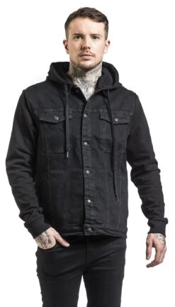 "Cradock Denim Hooded Vest" Hooded Zip Black By Brandit 8 "Cradock Denim Hooded Vest" Hooded Zip Black By Brandit -Men Fashion Clothing Store 443199wa