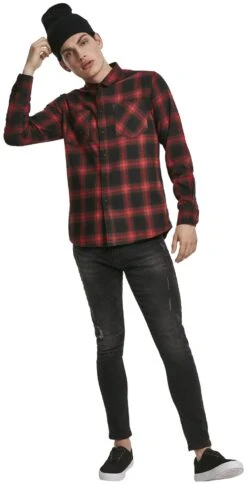 "Checked Flanell Shirt 6" Flanel Shirt Black-red By Urban Classics 9 "Checked Flanell Shirt 6" Flanel Shirt Black-red By Urban Classics -Men Fashion Clothing Store 450313wa