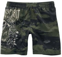 "Camouflage Swim Shorts With Print" Swim Shorts Dark Green By Rock Rebel By EMP