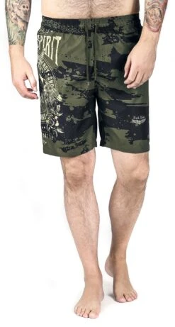 "Camouflage Swim Shorts With Print" Swim Shorts Dark Green By Rock Rebel By EMP -Men Fashion Clothing Store 451968wa