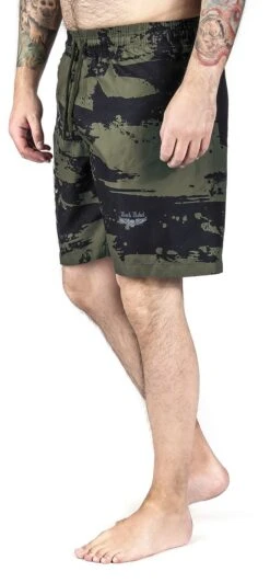 "Camouflage Swim Shorts With Print" Swim Shorts Dark Green By Rock Rebel By EMP -Men Fashion Clothing Store 451968wa2