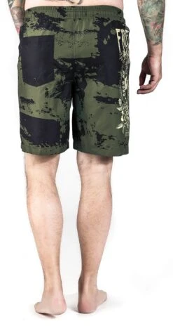"Camouflage Swim Shorts With Print" Swim Shorts Dark Green By Rock Rebel By EMP -Men Fashion Clothing Store 451968wb